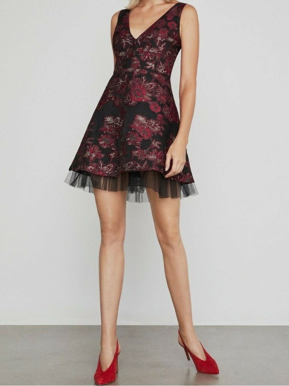 BCBGMAXAZRIA Floral Fit & Flare Mini Dress